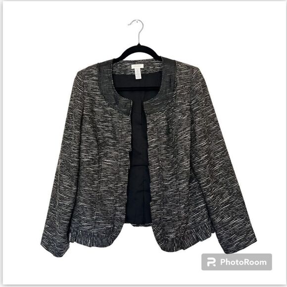Chico’s Wool Blend Textured Blazer Jacket Size 1 / M(8) - Picture 1 of 9